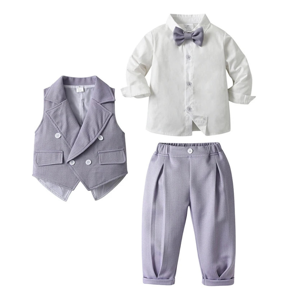 Gentino Kinderanzug Set – 4-teiliges Festliches Outfit mit Fliege