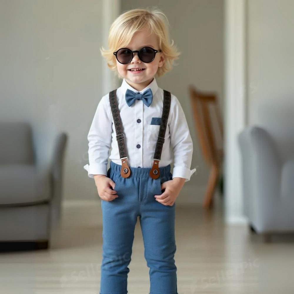 Gentino Kinderanzug Set – 4-teiliges Festliches Outfit mit Fliege