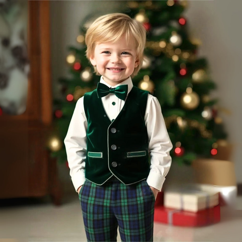 Gentino Kinderanzug Set – 4-teiliges Festliches Outfit mit Fliege