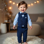 Gentino Kinderanzug Set – 4-teiliges Festliches Outfit mit Fliege
