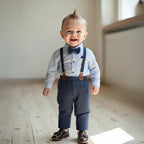 Gentino Kinderanzug Set – 4-teiliges Festliches Outfit mit Fliege