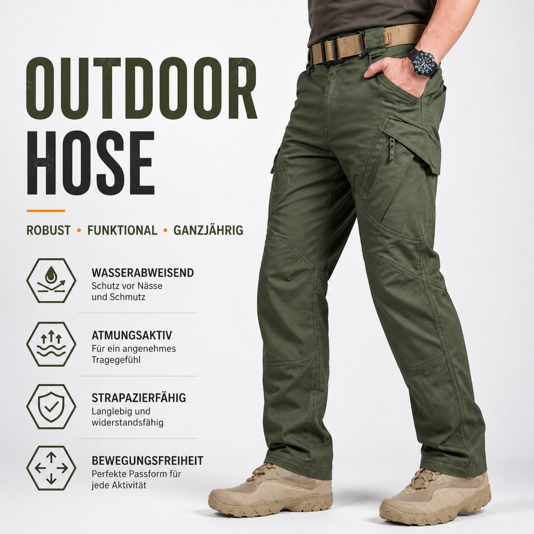 BergFlex Outdoorhose Herren leicht und schnelltrocknend