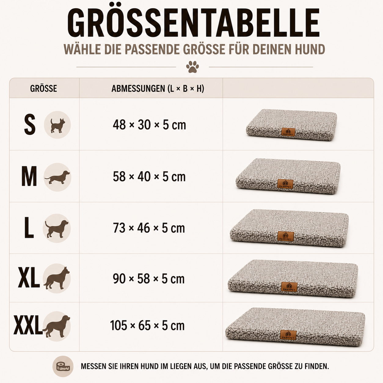 KuschelNest Hundematte mit Waschbarem Bezug und Rutschschutz