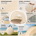 Sonnennest PopUp-Strandmuschel dla 3–4 osób z natychmiastowym montażem