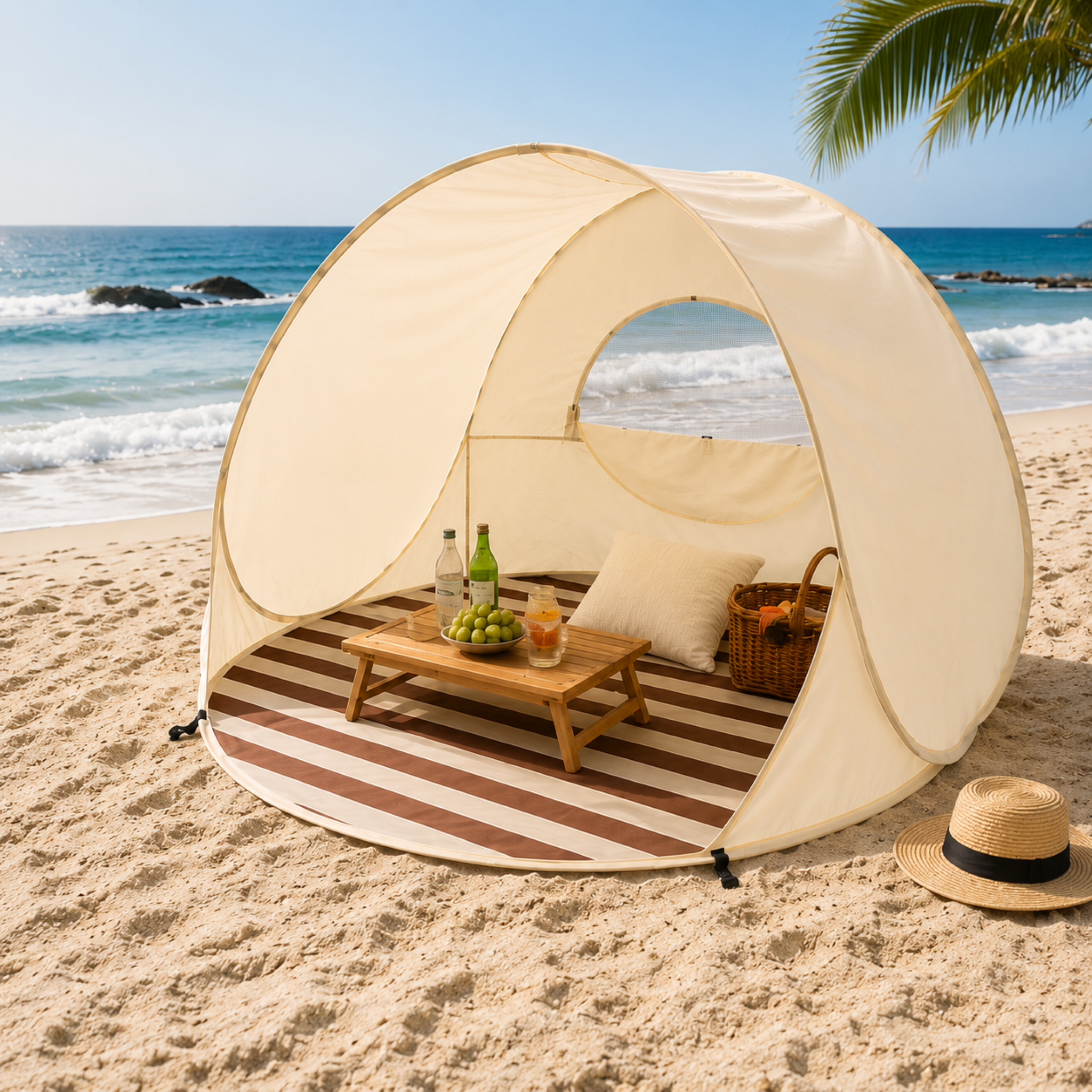 Sonnennest PopUp-Strandmuschel dla 3–4 osób z natychmiastowym montażem