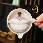 SakuraFlow Teekanne mit Drehbarem Teefilter aus Keramik