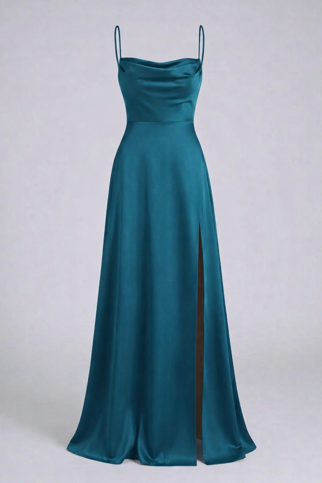 Silvara Maxikleid Damen – Langarmkleid mit Seitenschlitz