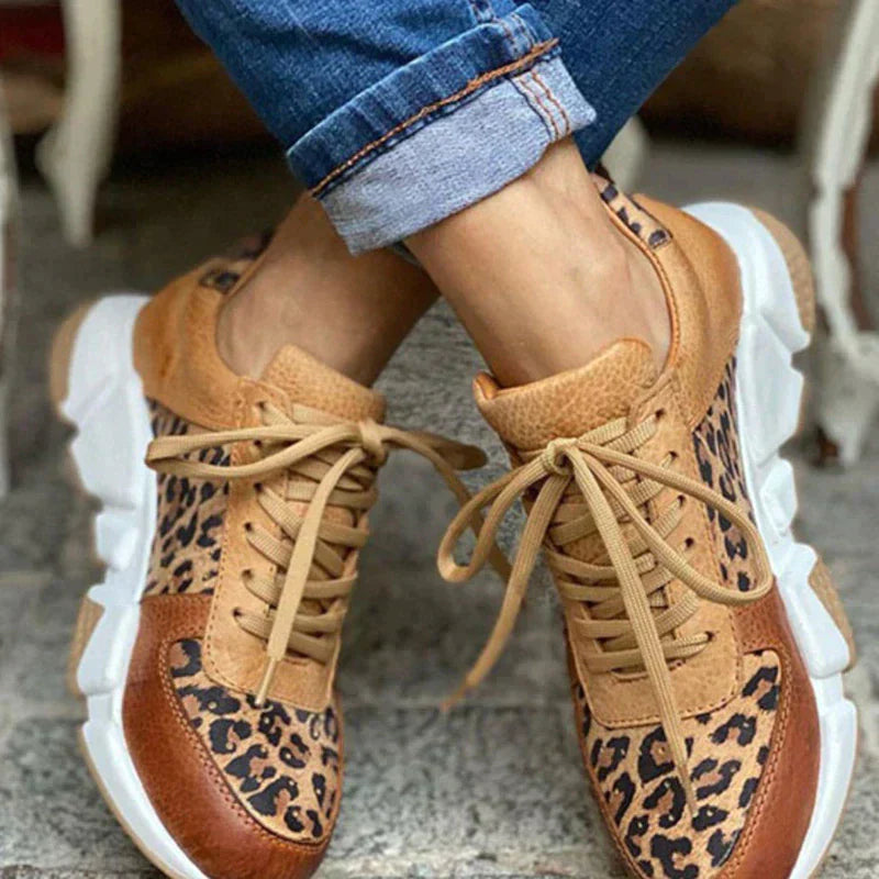Modevia WildSchritt dame fritidssneakers med dyreprint og snørebånd  