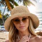 SonnenFlair Damen Strohhut mit Breiter Krempe für Sommertage
