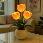 TulpenGlanz LED Tischlampe Dekorative Blumenleuchte mit USB