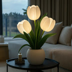 TulpenGlanz LED Tischlampe Dekorative Blumenleuchte mit USB