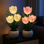 TulpenGlanz LED Tischlampe Dekorative Blumenleuchte mit USB