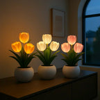 TulpenGlanz LED Tischlampe Dekorative Blumenleuchte mit USB