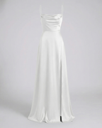Silvara Maxikleid Damen – Langarmkleid mit Seitenschlitz