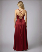 Silvara Maxikleid Damen – Langarmkleid mit Seitenschlitz