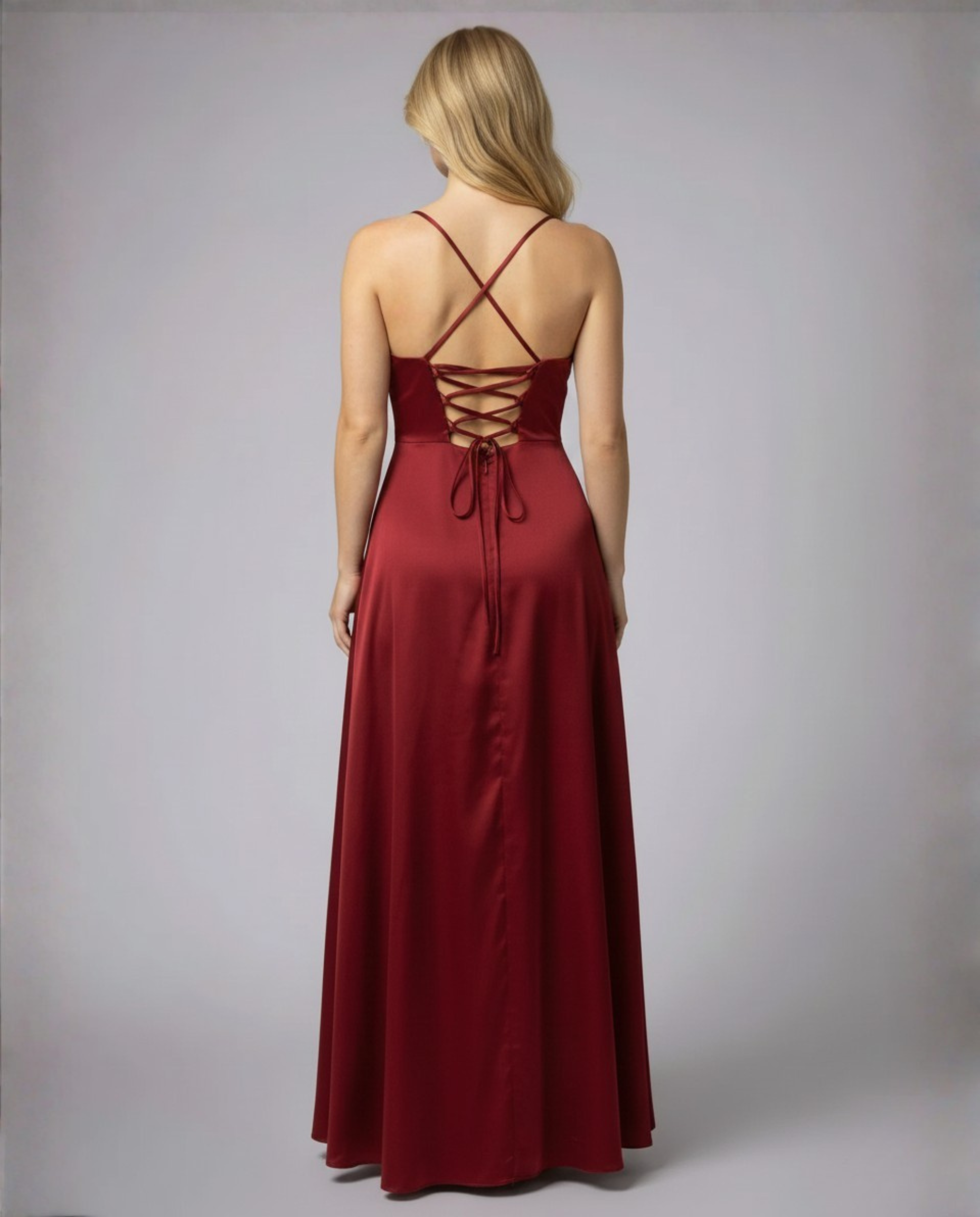Silvara Maxikleid Damen – Langarmkleid mit Seitenschlitz