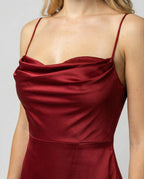 Silvara Maxikleid Damen – Langarmkleid mit Seitenschlitz