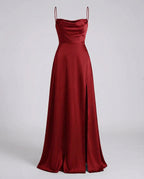 Silvara Maxikleid Damen – Langarmkleid mit Seitenschlitz