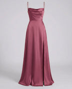 Silvara Maxikleid Damen – Langarmkleid mit Seitenschlitz