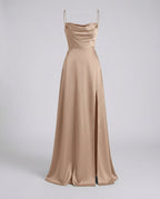 Silvara Maxikleid Damen – Langarmkleid mit Seitenschlitz