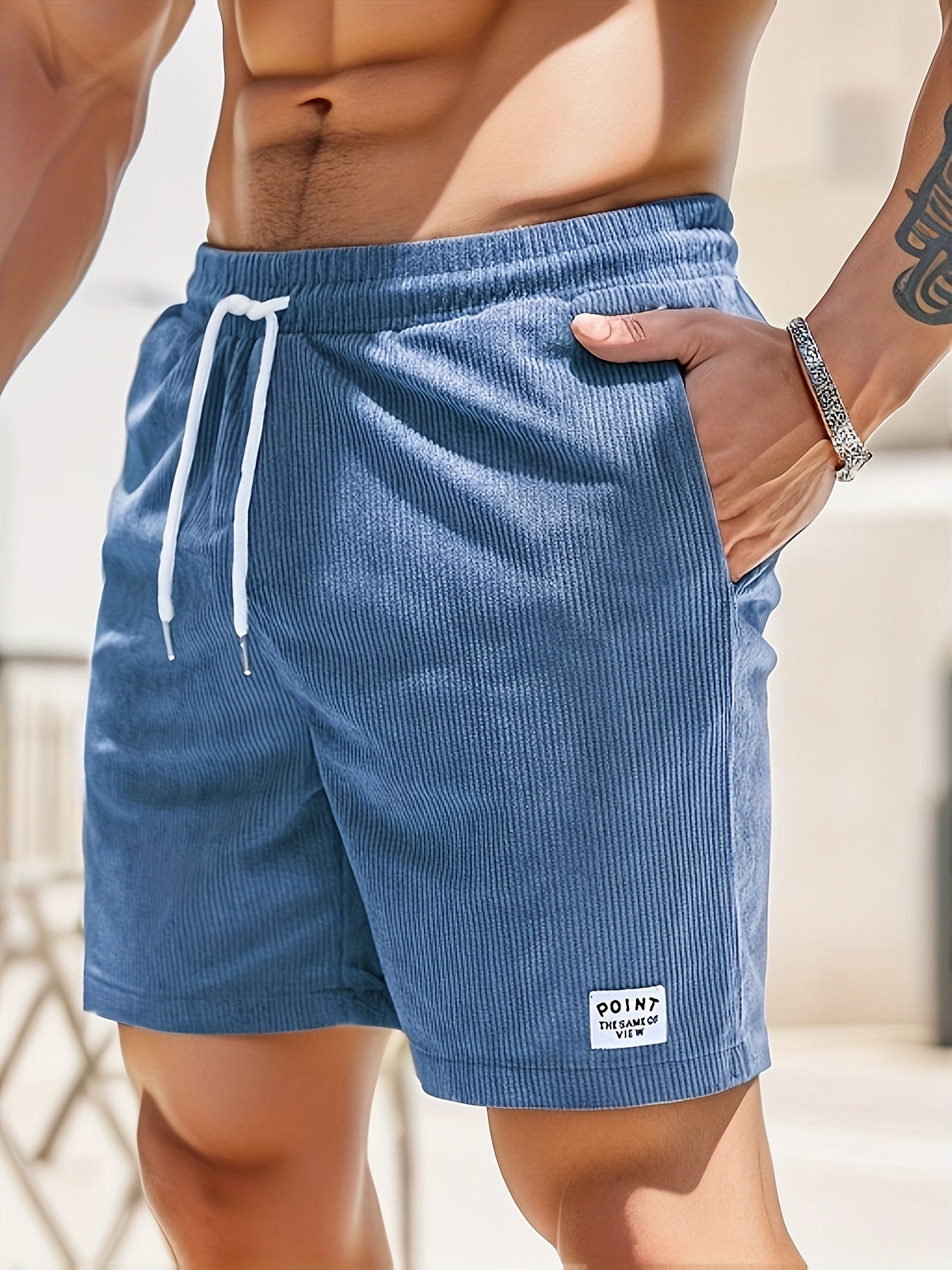 MarinoFlex Herren Badeshorts – Gestreifte Badehose mit Kordelzug