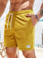 MarinoFlex Herren Badeshorts – Gestreifte Badehose mit Kordelzug