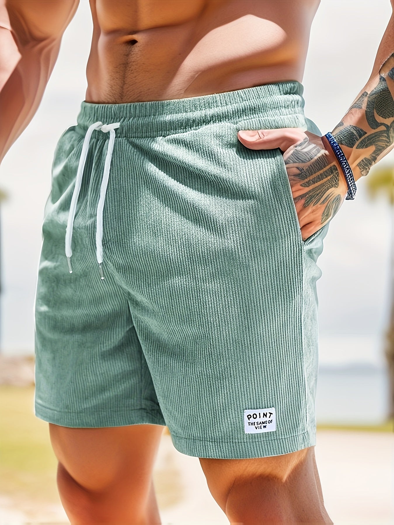 MarinoFlex Herren Badeshorts – Gestreifte Badehose mit Kordelzug