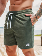 MarinoFlex Herren Badeshorts – Gestreifte Badehose mit Kordelzug