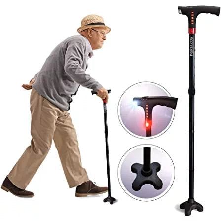 LumaStütz foldbar stok med LED-lys og komfortgreb