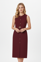 Livessa Damen Midi-Hemdkleid Ärmellos mit Taillengürtel Elegant