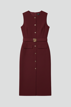 Livessa Damen Midi-Hemdkleid Ärmellos mit Taillengürtel Elegant