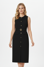 Livessa Damen Midi-Hemdkleid Ärmellos mit Taillengürtel Elegant