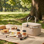 Weideno Geflochtener Picknickkorb mit Isolierung und Aluminiumrahmen