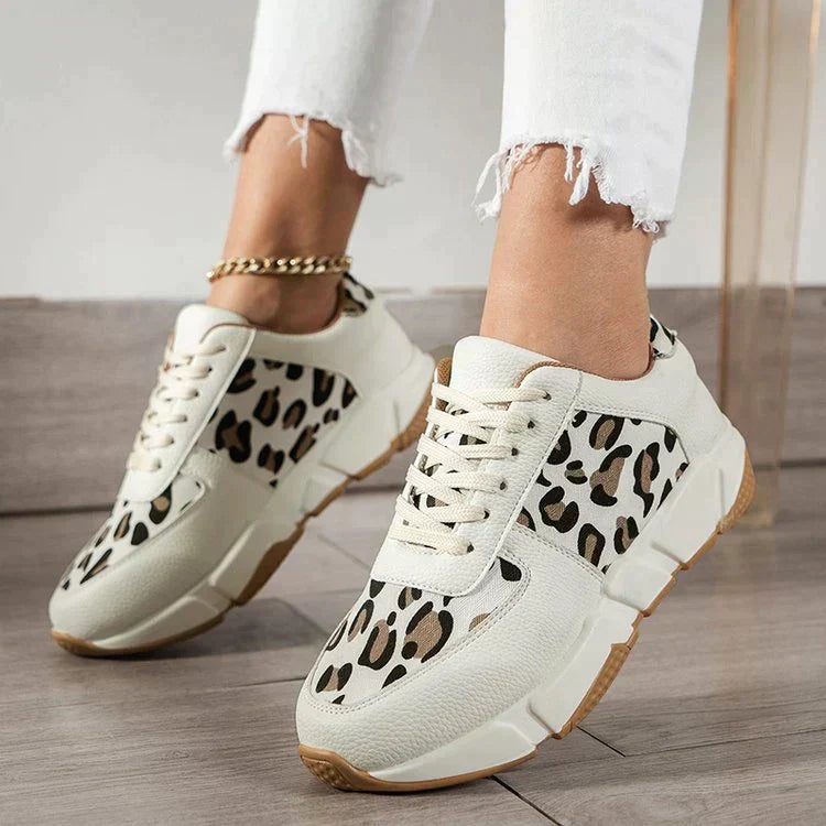 Modevia WildSchritt dame fritidssneakers med dyreprint og snørebånd  
