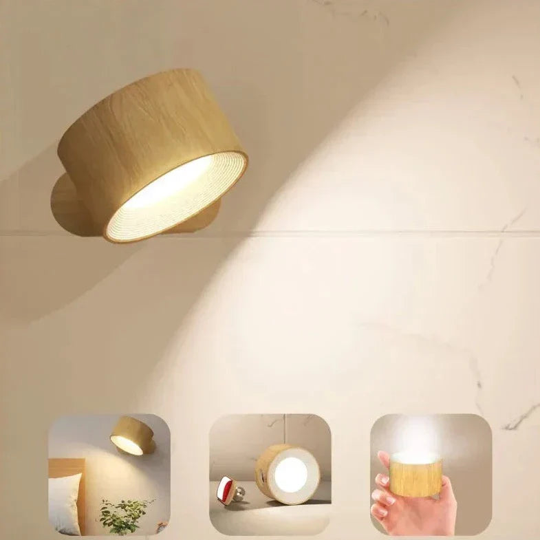 Bezprzewodowa lampa ścienna LED z obrotową głowicą i ładowaniem USB