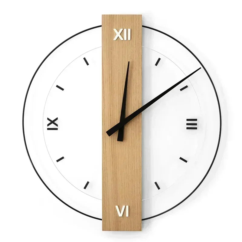 Holz-Wanduhr rund mit leisem Uhrwerk aus Bambus