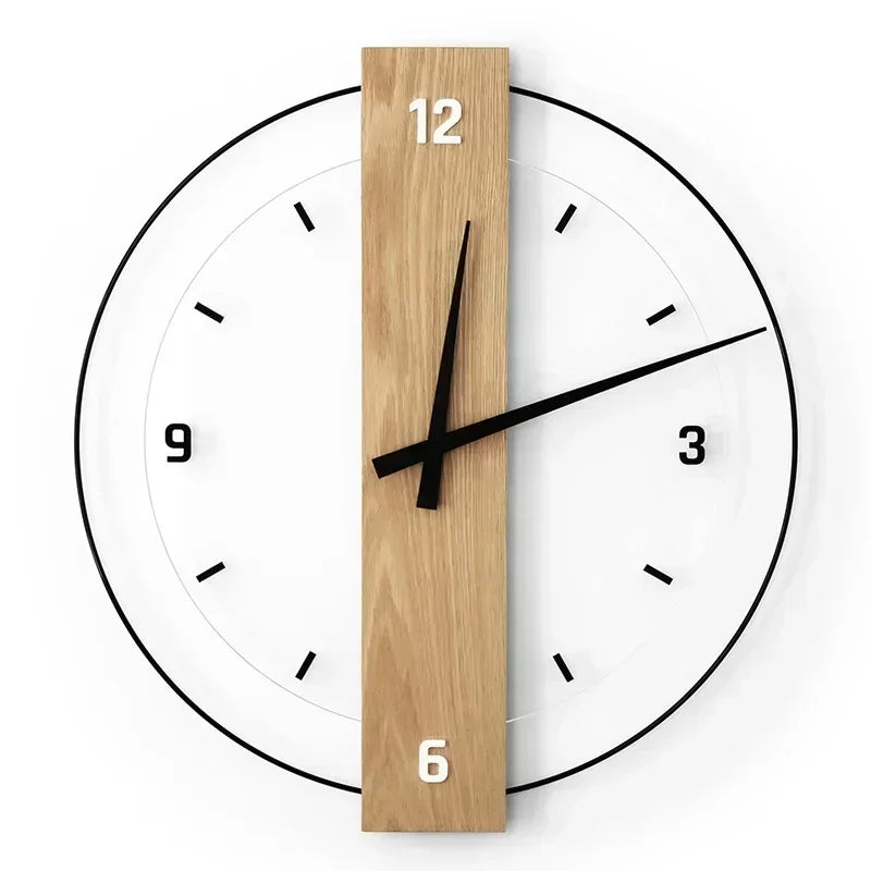Holz-Wanduhr rund mit leisem Uhrwerk aus Bambus