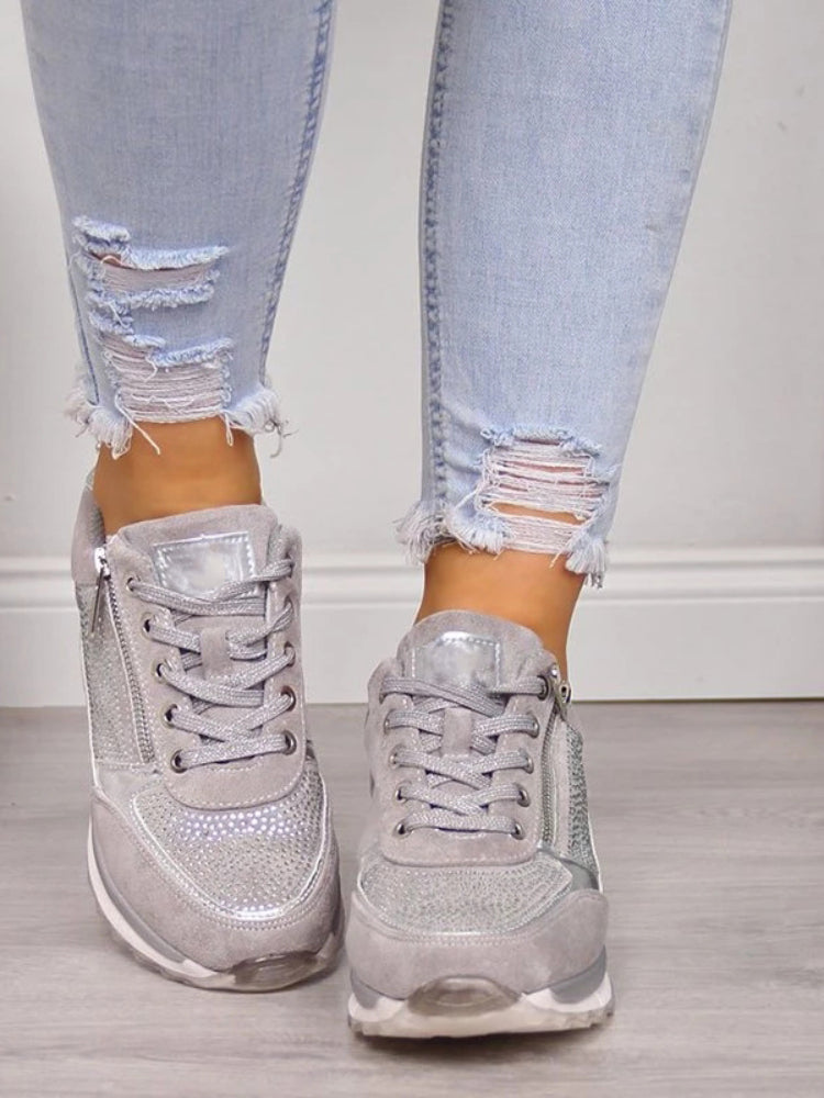 Damen Freizeitschuhe mit Reißverschluss und Wildlederoptik