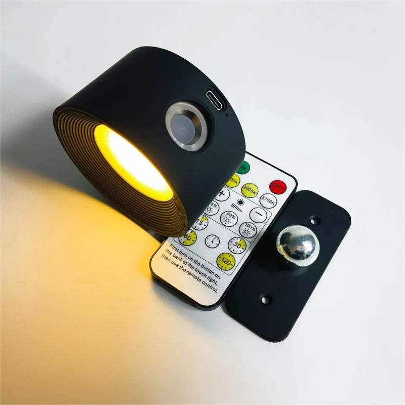 Bezprzewodowa lampa ścienna LED z obrotową głowicą i ładowaniem USB