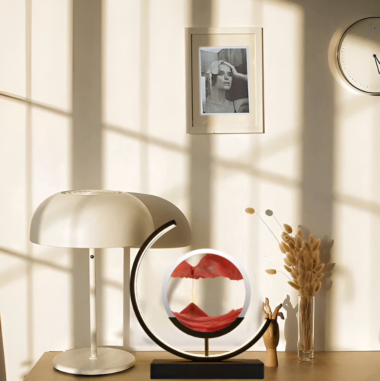 Lampa stołowa Lumera LED Sandlicht z wzorem piasku