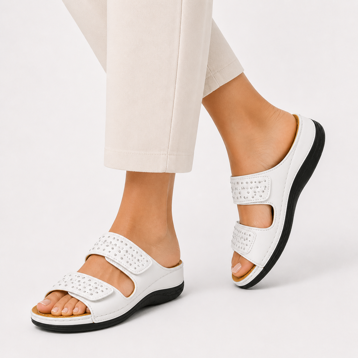 Sorevia Damen Ledersandalen mit Keilabsatz Komfort für den Sommer