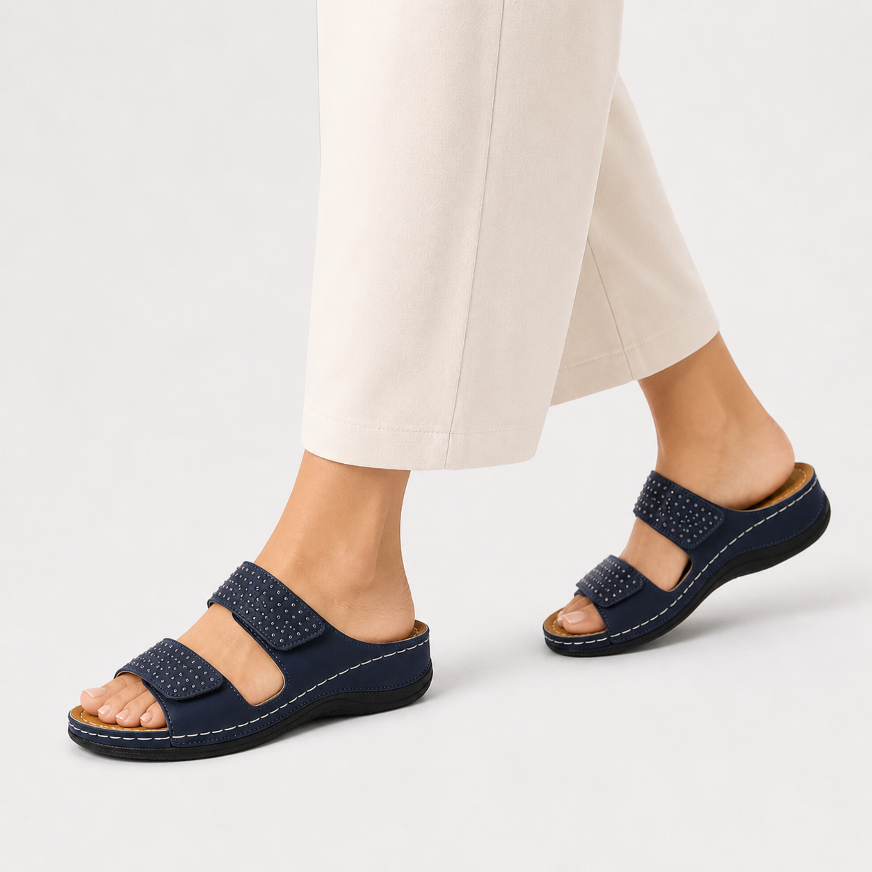 Sorevia Damen Ledersandalen mit Keilabsatz Komfort für den Sommer