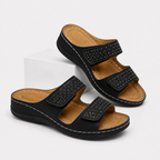 Sorevia Damen Ledersandalen mit Keilabsatz Komfort für den Sommer