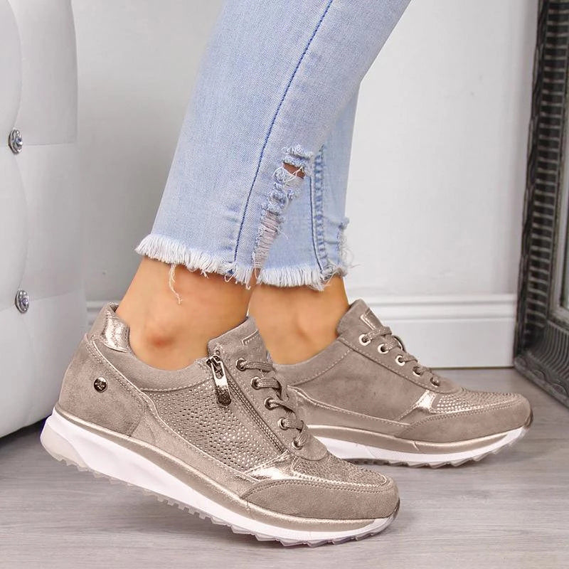 Damen Freizeitschuhe mit Reißverschluss und Wildlederoptik