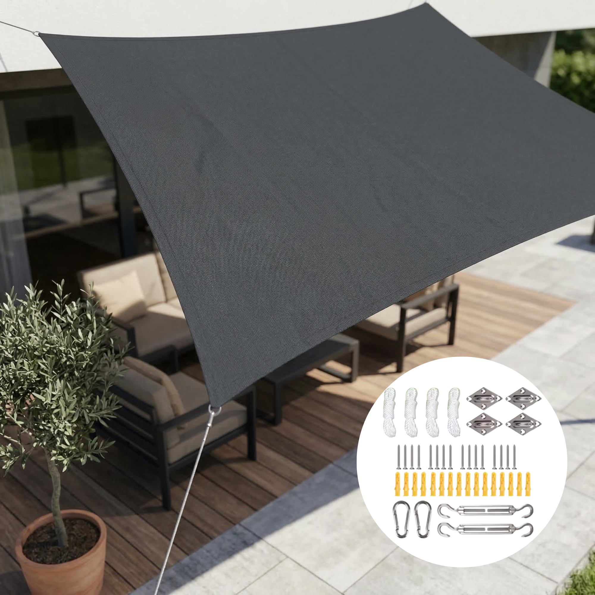 SkyCover Rechteckiges Sonnensegel wasserdicht mit UV-Schutz