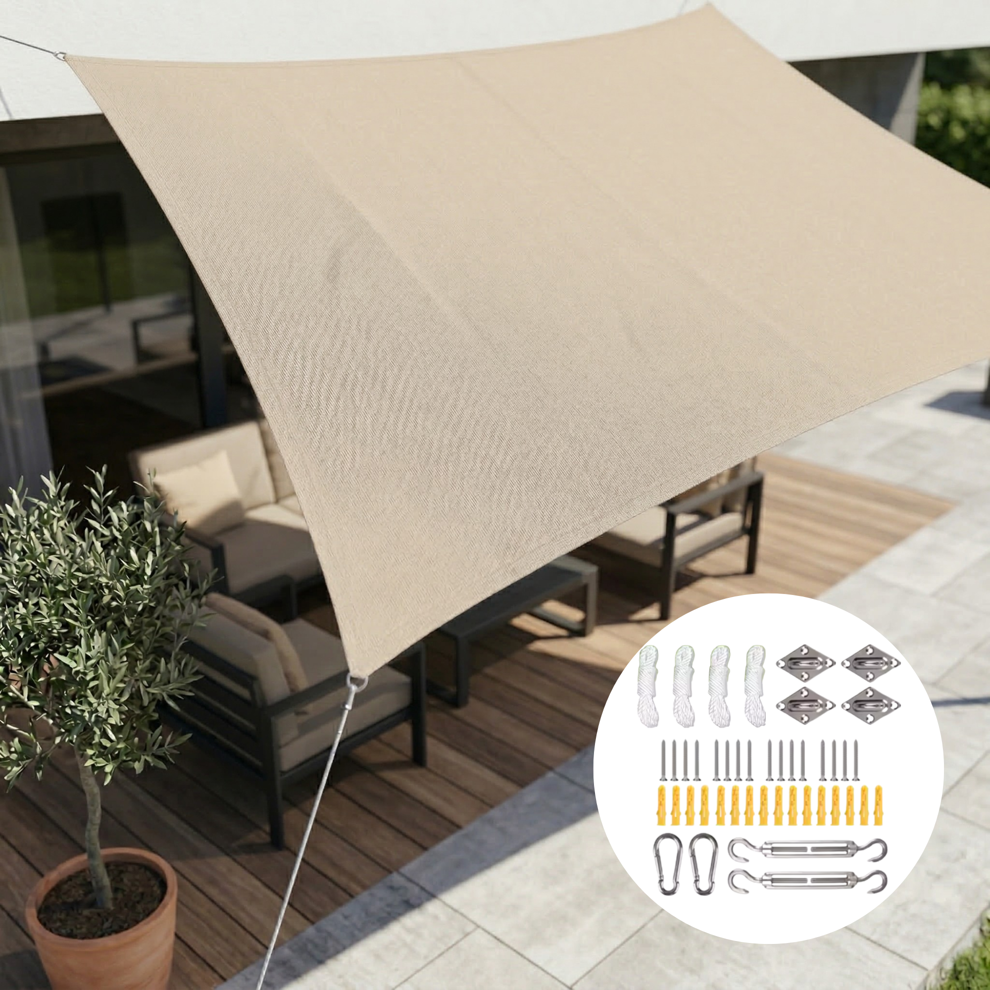 SkyCover Rechteckiges Sonnensegel wasserdicht mit UV-Schutz