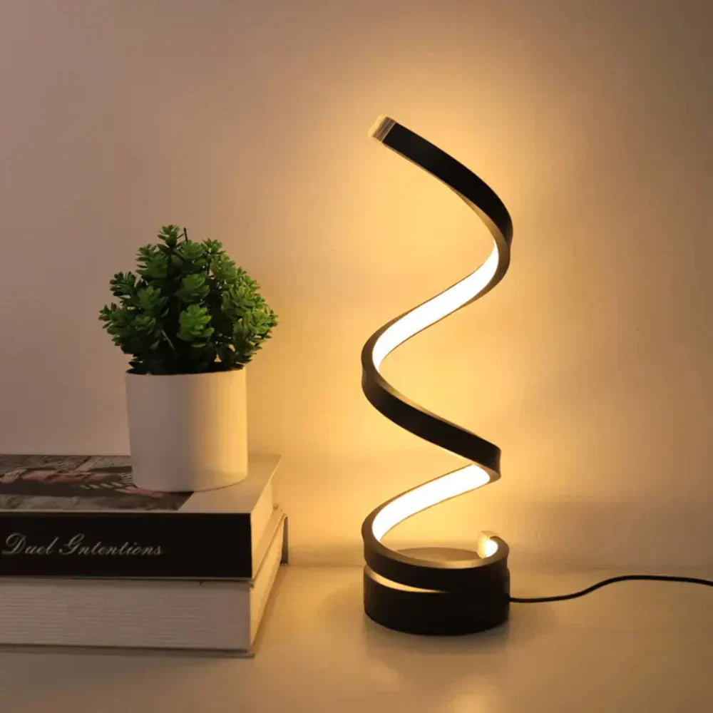 Lampa stołowa SpiralGlow LED z czujnikiem, ściemniana i z 3 kolorami światła
