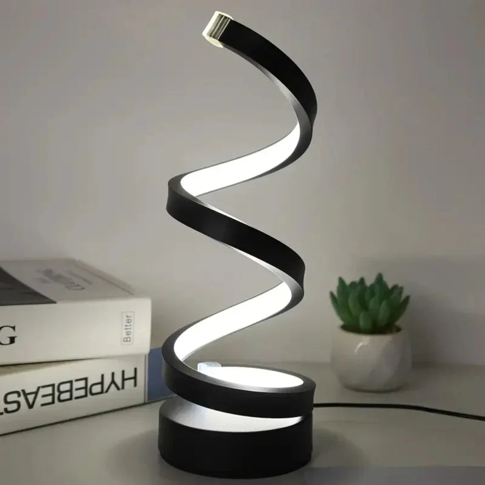 Lampa stołowa SpiralGlow LED z czujnikiem, ściemniana i z 3 kolorami światła