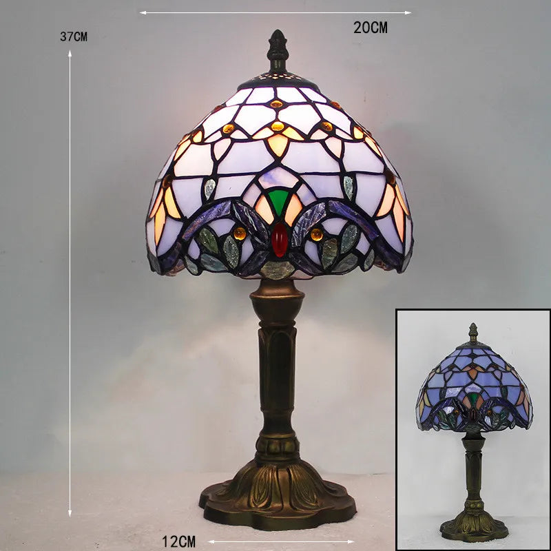 Luminara Tiffany bordlampe med farvet glasdesign