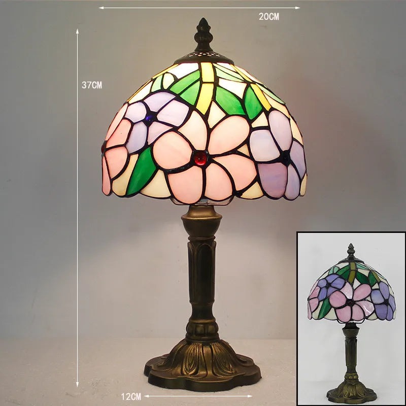 Luminara Tiffany bordlampe med farvet glasdesign